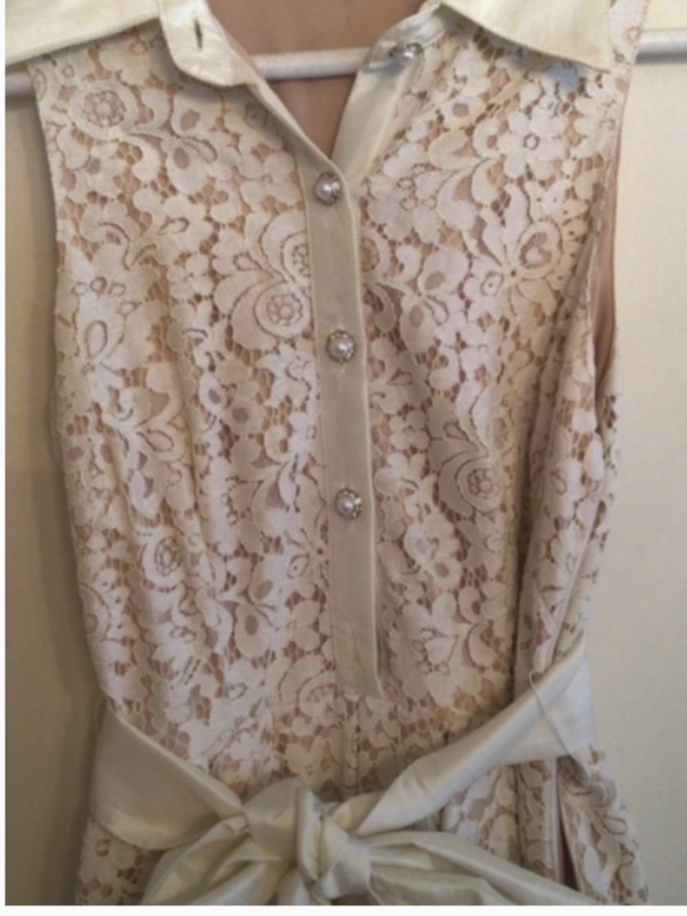 For Nordstrom by Eliza J Cream Lace Dress nude satin lining sz 2 - Picture 11 of 12